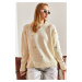 Bianco Lucci Women's Metal Ring Patterned Knitwear Sweater