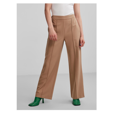 Women's Brown Striped Wide Trousers Pieces Bossy - Women's