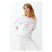 Trendyol White 100% Cotton Color Block Slogan Oversize/Wide Fit Knitted T-Shirt