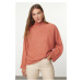 Trendyol Dusty Rose Soft Texture Wide Pattern Knitwear Sweater