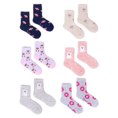 Ponožky Yoclub YC_Girls_Cotton_Socks_P_Colors_6-Pack_SKA-0006G-AA00-004_Multi