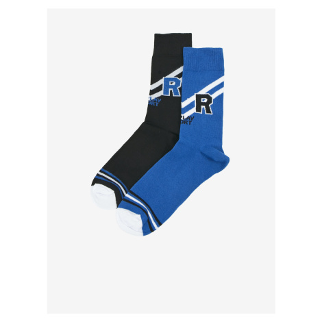 Sada dvoch párov pánskych ponožiek v čiernej a modrej farbe Replay