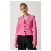 Happiness İstanbul Women's Pink Contrast Buttoned Short Blazer Jacket