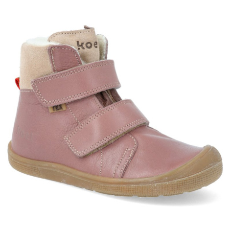 Barefoot detská zimná obuv s membránou KOEL4kids - Emil nappa Tex Old Pink ružové