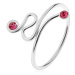 Nastaviteľný prsteň, striebro 925, točená línia, ružové zirkóny na koncoch