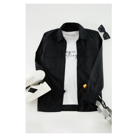 Trendyol Black Regular Fit Technical Fabric Shirt