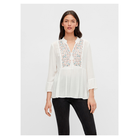 White loose blouse with embroidery Pieces Leia - Women