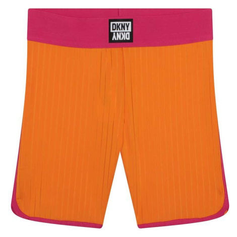 Detské krátke nohavice Dkny oranžová farba, s nášivkou