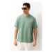 Trendyol Basic Mint Relaxed/Relaxed Cut Textured Waffle Pocket Labeled Short Sleeve T-Shirt