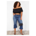 Trendyol Curve Blue Short Length Flare Denim Jeans