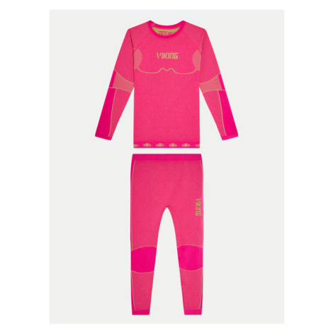 Viking Súprava funkčnej bielizne Riko Kids Set 500/14/3030/48 Ružová Skinny Fit