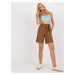 Brown casual cotton shorts with pockets OCH BELLA