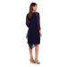model 15100318 Šifonové šaty s asymetrickým lemem - tmavě modré EU XXL