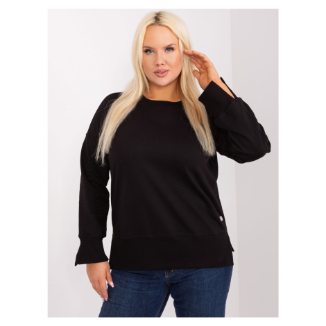 Black plus size sweatshirt with slits on the sleeves