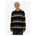 Green and black men's striped sweater VANS Tacuba Stripe Crew - Men