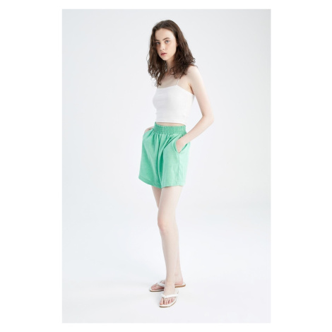 DEFACTO Relax Fit Regular Waist Linen Blended Shorts