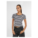 Women's short T-shirt with stripes white/black