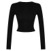 Trendyol Black Premium Viscose Crew Neck Crop Flexible Knitted Blouse