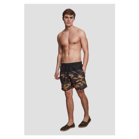 Men's Block Swimsuit Black/Forest Camouflage Urban Classics