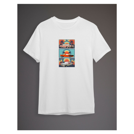 Trendyol White Car Printed Regular Cut T-shirt