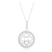 Strieborný 925 náhrdelník, retiazka a prívesok, trblietavý kruh, vypuklý ornament