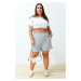 Trendyol Curve Gray Button Detailed Knitted Shorts & Bermuda