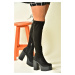 Fox Shoes Black Suede Stretch Notebook Women's Boots