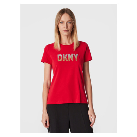 DKNY Tričko P2MH7OMQ Červená Regular Fit