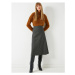 Koton Women's Gray Plaid Midi Skirt