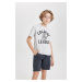 DEFACTO Boys' Crew Neck Printed Short Sleeve T-Shirt