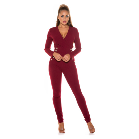 Sexy !Koucla! Elegant V-neck Jumpsuit BORDEAUX