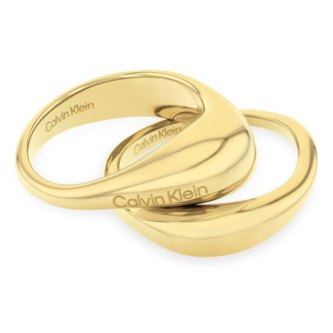 Calvin Klein Štýlová súprava pozlátených prsteňov Elongated Drops 35000448 54 mm