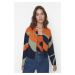 Trendyol Orange Patterned Blouse- Cardigan Knitwear Suit