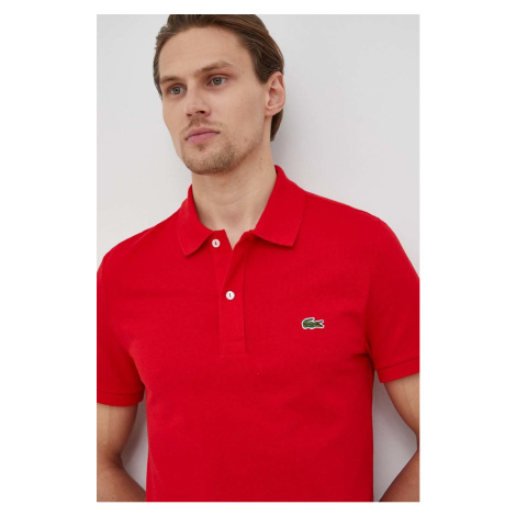 Bavlnené polo tričko Lacoste PH4012-001, červená farba, jednofarebné