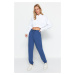 Trendyol Indigo Loose Jogger normálny pás hrubé pletené tepláky