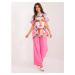 Pink women's summer set with ruffles