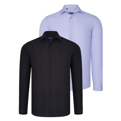 DUAL SET G726 DEWBERRY MENS SHIRTS-BLACK-LILAC