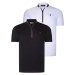 DUAL SET T8571 DEWBERRY ZIPPER MENS T-SHIRT-BLACK-WHITE