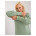 Pistachio plus size sweatshirt with buttons on the sleeves