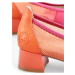 Oranžovo-ružové dámske lodičky s koženými detailmi Rieker