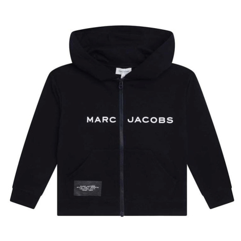 Detská bavlnená mikina Marc Jacobs tmavomodrá farba, s kapucňou, s potlačou