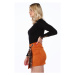 Semišová mini sukňa s nápaditým opaskom, oranžová