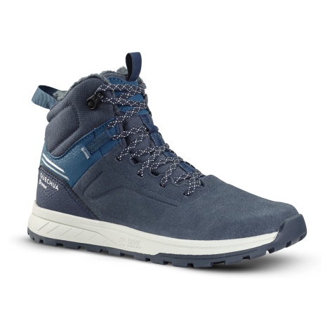 Detská hrejivá nepremokavá turistická kožená obuv SH500 so šnúrkami 35-38 QUECHUA