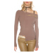 Sexy KouCLa Ribbed jumper asymmetrically KHAKI Einheitsgroesse