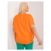 Fluo oranžová halenka plus size s kulatým výstřihem JEDNA