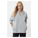 Trendyol Gray Melange Hooded Oversize/Wide Fit Thick Knitted Sweatshirt