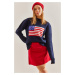 Bianco Lucci Women's Flag Patterned Knitwear Sweater