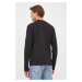 Tričko s dlhým rukávom Calvin Klein pánske, čierna farba, jednofarebné