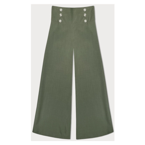 Elegantné široké dámske nohavice v khaki farbe (33575) uni Made in Italy