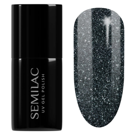 Semilac UV Hybrid Black & White gélový lak na nechty odtieň 091 Glitter Milk